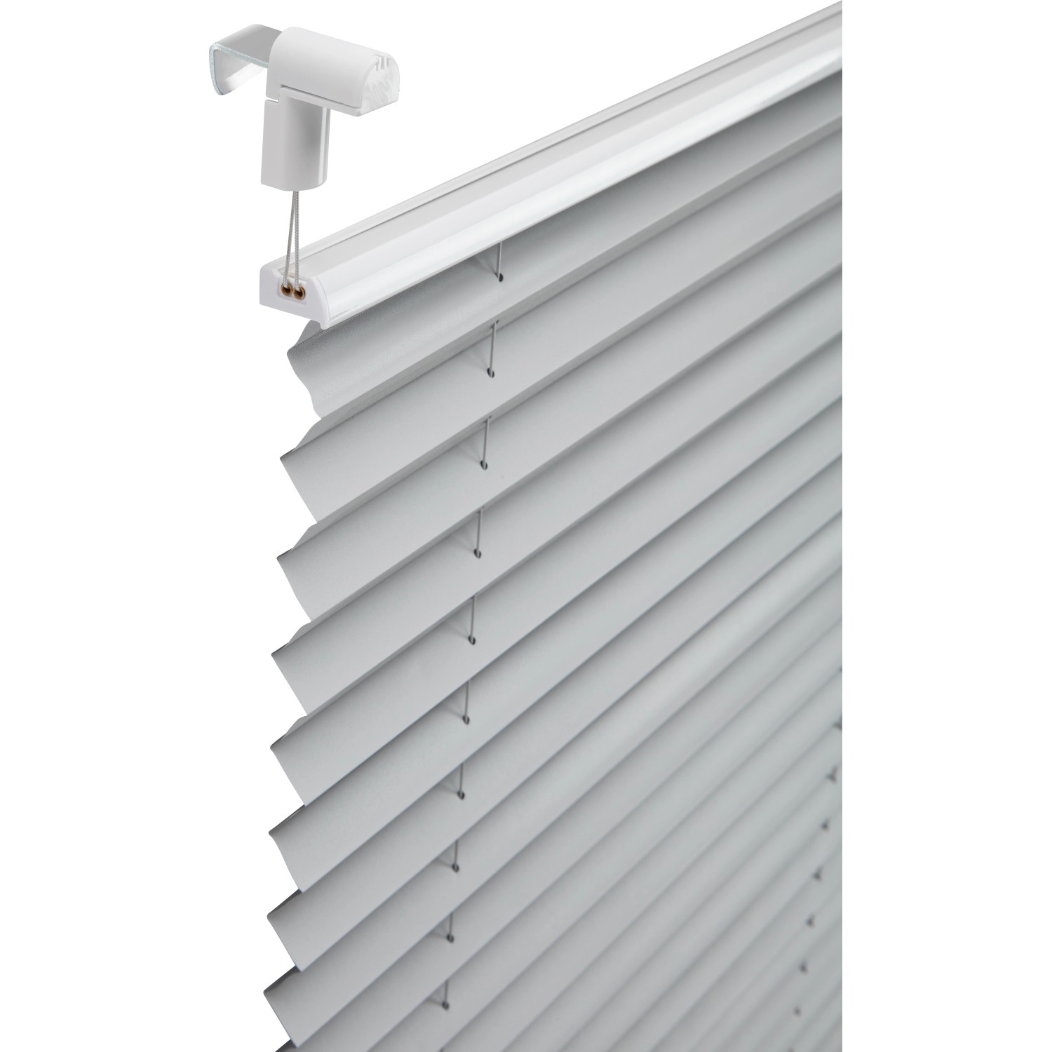 Hellgraues Thermo-Spannplissee Toledo, 90x130 cm, mit Easyfix-System für Fenster.