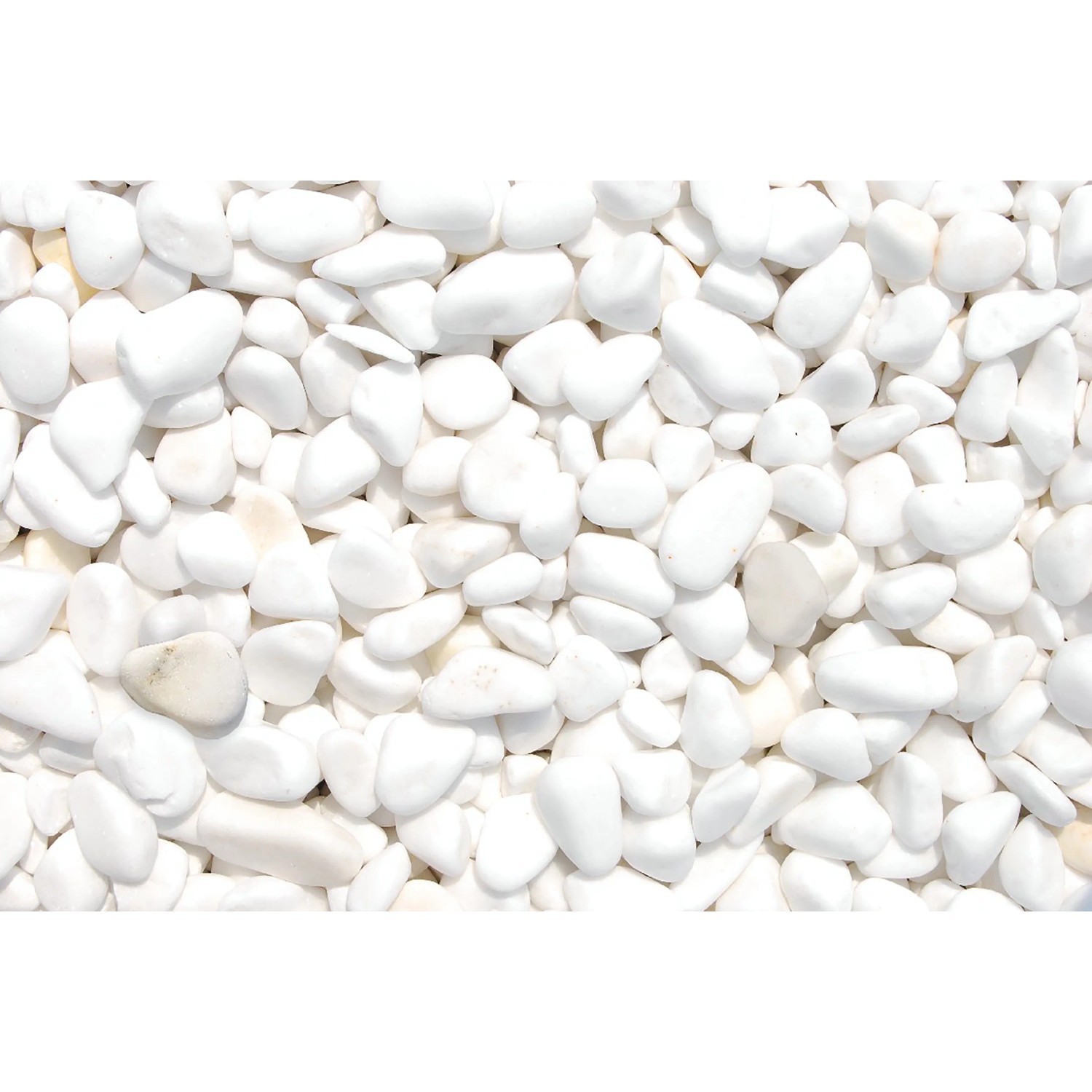 Nahaufnahme von Thassos-Weiß Marmor Zierkies (15-25mm) im Big-Bag.