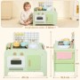 Grüne AIYAPLAY Kinderküche aus MDF mit Spüle, Herd, Ofen und Zubehör. Maße: 60x31,6x58 cm. Ideal für Rollenspiele.