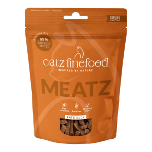 Catz Finefood Meatz Ente, 45g Packung Katzen-Ergänzungsfutter mit 99% Entenfleisch.