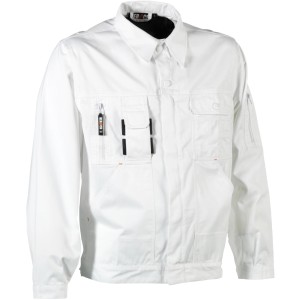 Weiße Herock Aton Arbeitsjacke in Größe XL mit vielen Taschen und wasserabweisendem Material.