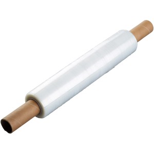 LUX Stretchfolie, 200 m x 0,4 m, transparent, auf einer braunen Papprolle.