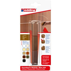 edding Möbel Reparaturwachs 8901 Nussbaum Set zum Ausbessern von Holzmöbeln.