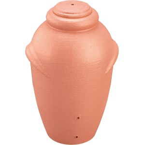 Waterform Regentonne Aquacan 360 l in Terrakotta, Amphorenform mit Deckel und Anschlussmöglichkeiten.