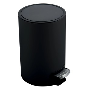 Schwarzer Spirella Kosmetikeimer Riku, 5 Liter, mit Pedal und Soft-Close-Deckel.
