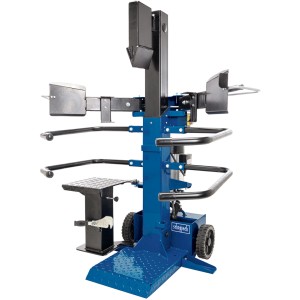 Scheppach Holzspalter Compact 8 t, stehender Holzspalter mit variablen Arbeitshöhen und Fangbügeln.