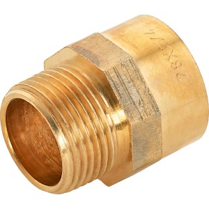 Löt-Übergangsnippel aus Rotguss, 28 mm x 26,4 mm (R 3/4) für Kupferrohre.