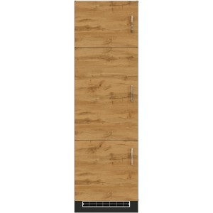 Held Möbel Kühlschrankumbau Sorrento, Wotaneiche/Grafit, 60x200x60 cm, Vorratsschrank für Kühlschrank