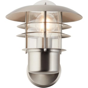 Moderne Brilliant Außenleuchte Terrence aus Edelstahl und Glas für die Wandmontage.