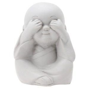 Beton Buddha Statue, 7,5 cm, "Sieh kein Übel" Design, Dekofigur.