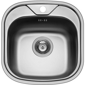 Pyramis Einbaubecken Kania aus Edelstahl, Spüle mit Hahnloch und Siebkorbventil.