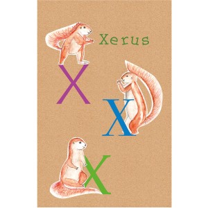 Komar Wandbild ABC Animal X, 50x70 cm, mit Illustrationen von Erdhörnchen und dem Buchstaben X.