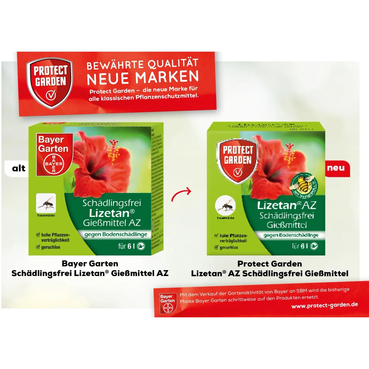 Protect Garden Lizetan AZ Schädlingsfrei Gießmittel, 30ml, Vergleich alte vs. neue Verpackung.