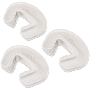 3 transparente Reer Türstopper aus Kunststoff zum Schutz vor dem Einklemmen von Fingern.
