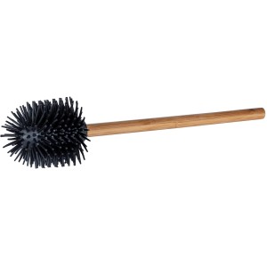 Wenko Silikon WC-Bürste mit Bambusstiel, schwarzer Bürstenkopf.