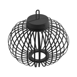 Schwarze LED-Akku-Pendelleuchte Akuba, 33 cm, für Innen und Außen.