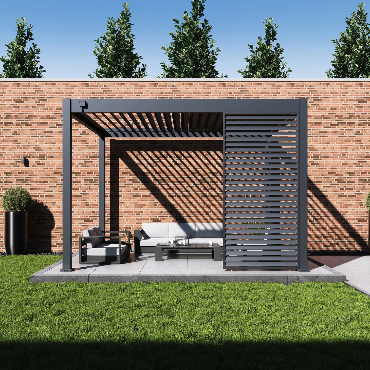 Paragon Outdoor Lamellen-Sichtschutz für Pergola Grand Tuscan 12 Grau 114x234 cm_8