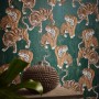 Grüne Marburg Vliestapete Memento mit Tiger Illustration.