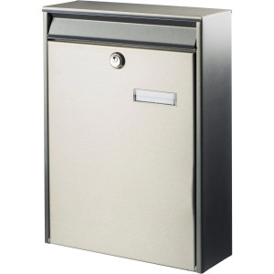 Burg Wächter Briefkasten Berlin 3777 Ni aus Edelstahl mit Sichtfenster und Schloss.