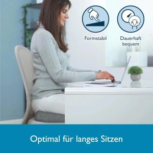 Beautissu BeauErgo Sitzkeilkissen, hellgrau, zur Haltungsverbesserung beim Sitzen im Büro.