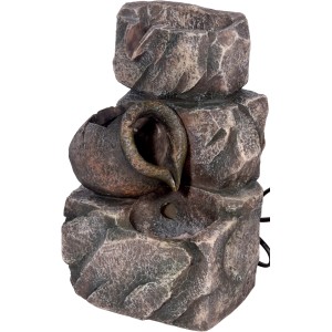 Dobar Design Zimmerbrunnen in Felsen-Optik Grau aus Polyresin für entspannende Atmosphäre.