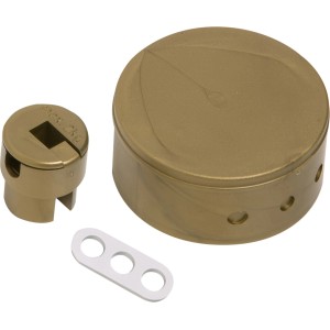 Goldenes Verteilerbaldachin-Set (Ø 70mm) für Lampeninstallation mit Zugentlastung.