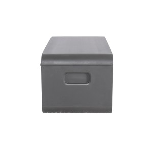 Anthrazitfarbene Lifetime Kissenbox (515 l) mit Griffmulden für Gartenauflagen und Kissen.