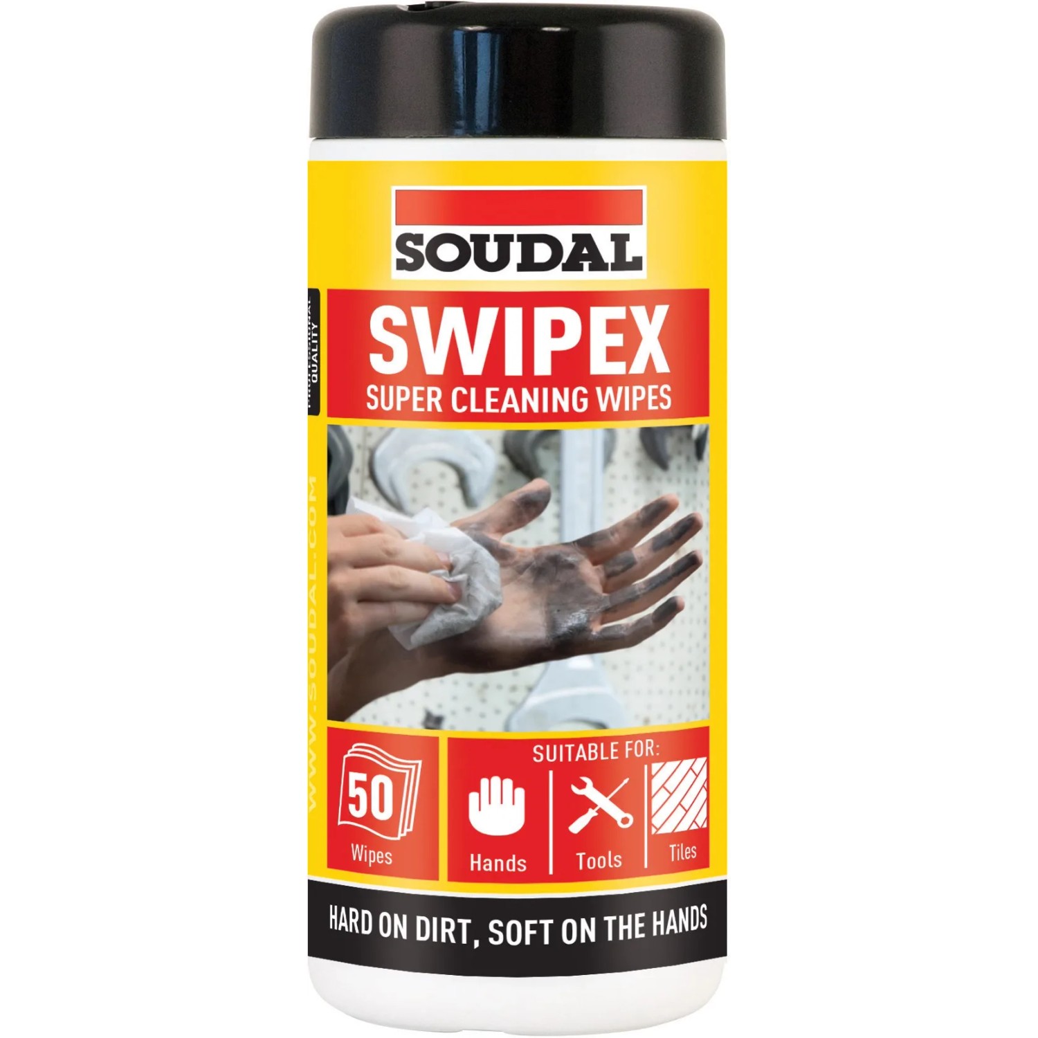 Swipex Reinigungstücher zur Entfernung von PU-Schaum, Silikon und Acryl, 50 Stück.
