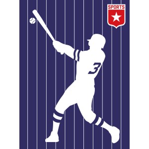 Fototapete mit Baseballspieler-Motiv in Rot, Lila und Weiß, 2,00 m x 2,70 m, FSC®-zertifiziert.