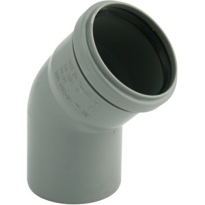Grauer Marley HT-Bogen 45° DN 50 für Abwasserleitungen im Haus.