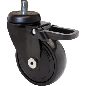 Schwarze Wagner Möbel-Lenkrolle 3C mit Feststeller, Ø 75mm, Tragkraft 75kg für Möbel.