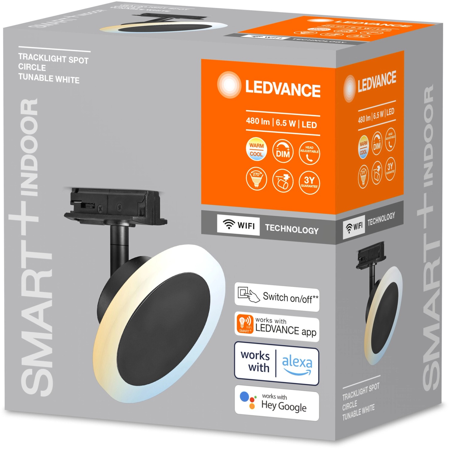 Ledvance Smart+ Schienenleuchte, schwarz, Ø 12cm. Smarte Leuchte für Schienensysteme, steuerbar per App.