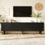 okwish TV-Bank Mit Struktur 4 Türen Wohnzimmer 180x40x55cm Schwarz_4
