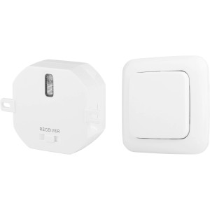 Smartwares Lichtsteuerung für Innen: Einbauschalter und Wandschalter in Weiß.