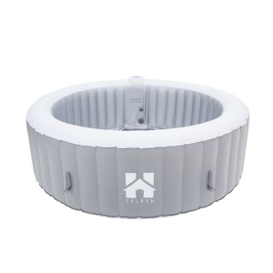Grauer, runder Home Deluxe Whirlpool Splash, Ø 208 cm, für bis zu 6 Personen.