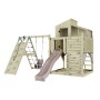 Holz-Spieltürme & Spielanlagen: Babyschaukel Altrosa mit Rutsche, Kletterwand und Schaukel.