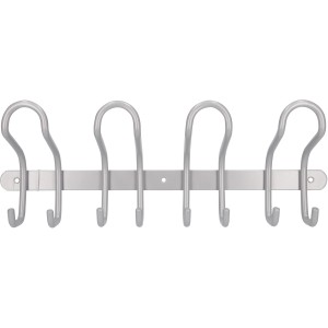 Siro Hakenleiste aus Metall, Aluminium, 400mm lang, mit 8 Haken. Garderobenleiste für Wandmontage.