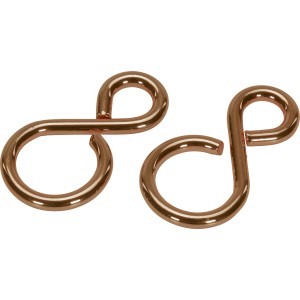Zwei bronzierte S-Haken (38 mm) aus Stahl zum Verbinden oder Verlängern von Ketten.