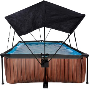 EXIT Wood Pool, braun, 300x200x65 cm mit Filterpumpe und Sonnensegel.