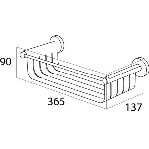 Tiger Duschablage Boston, Edelstahl schwarz, mit Maßangaben. Praktisches Duschregal für Badutensilien.