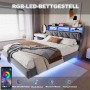 okwish Polsterbett 180x200cm mit LED Steckdose Ablage Schlafzimmer Grau ohne Matratze_7