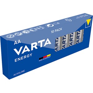 Varta Energy Mignon AA Batterien, 10er-Pack in blauer Verpackung. Alkaline-Batterien für den Grundbedarf.
