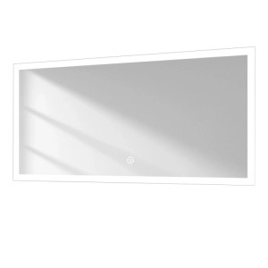 Emke Badspiegel 120x60cm, rahmenlos, mit heller Kaltweiß LED-Beleuchtung und Touchschalter.