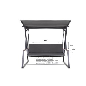 Anthrazitfarbenes Polster-Set für 3-Sitzer Hollywoodschaukel (180x60x50cm) mit abnehmbarem Bezug.