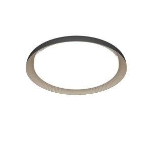 Moderne Philips Pebblo Deckenleuchte, schwarz mit goldener, geriffelter Innenseite. Runde LED-Deckenlampe, dimmbar.