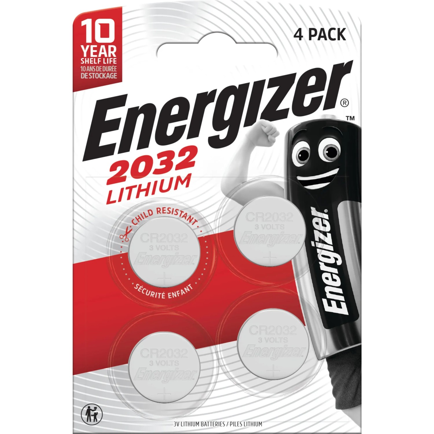 Energizer CR2032 Lithium Knopfzellen, 4er-Pack. Batterie für elektronische Geräte.
