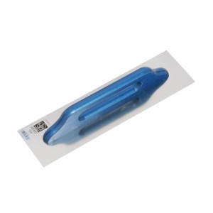 LUX Schweizer Aufziehplatte Classic, 480 mm, rostfrei, mit blauem Griff zum Auftragen von Putz.