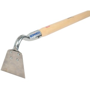 Sonneck Feingemüsehaue 80 mm mit Stiel, Federstahlblatt und Holzstiel. Gartengerät für Gemüsebeete.