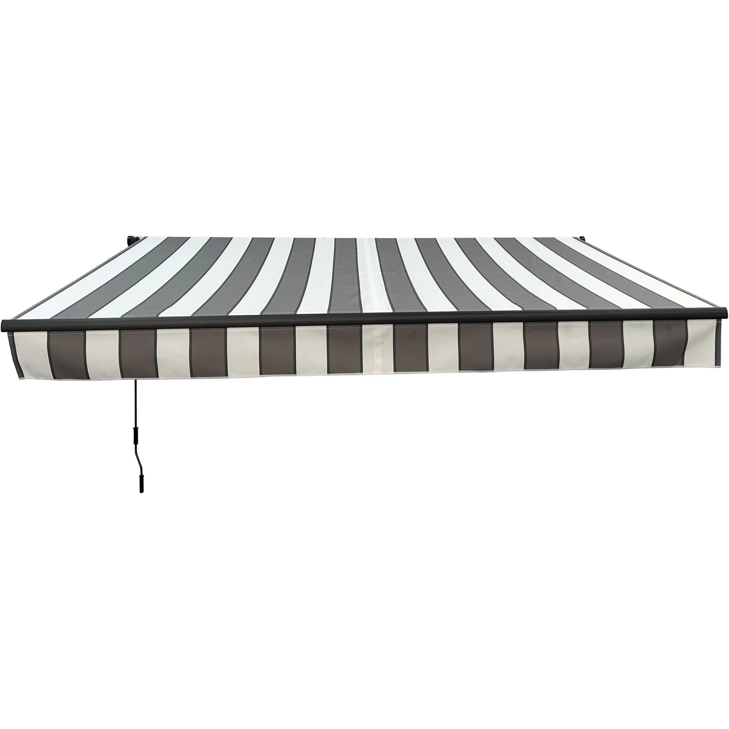 Gelenkarmmarkise grau-weiß gestreift, 300x200 cm, für Balkon & Terrasse.