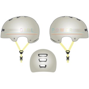 Fischer BMX Fahrradhelm Power S/M, hellgrau, mit "Girl Power" Aufdruck und guter Belüftung.